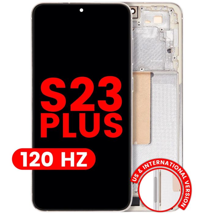 OLED Display mit Rahmen für Galaxy S23 Plus (US & International) (120Hz) (Cream)