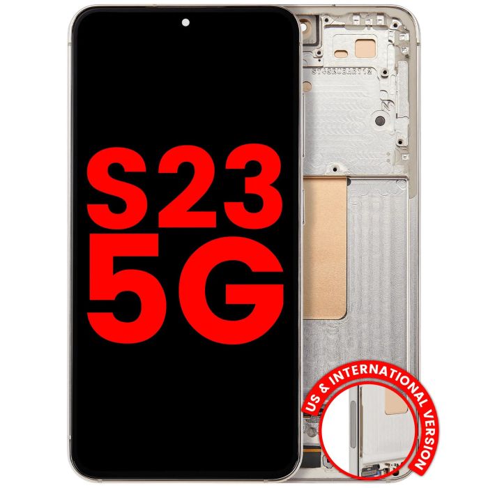 OLED Display mit Rahmen für Galaxy S23 5G (US & International) (Cream)