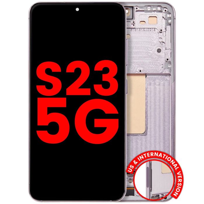 OLED Display mit Rahmen für Galaxy S23 5G (US & International) (Pink/ Lavender)