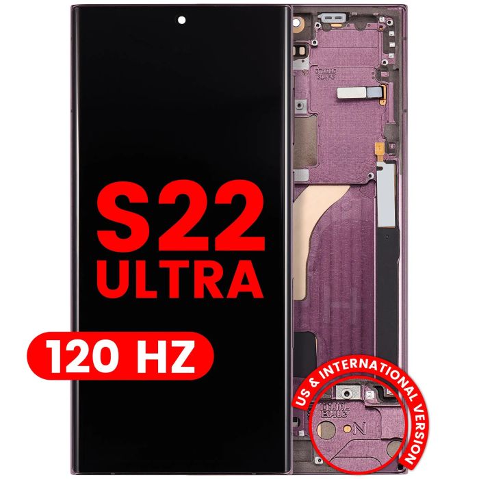 OLED Display mit Rahmen für Galaxy S22 Ultra 5G (120Hz) (Burgundy)