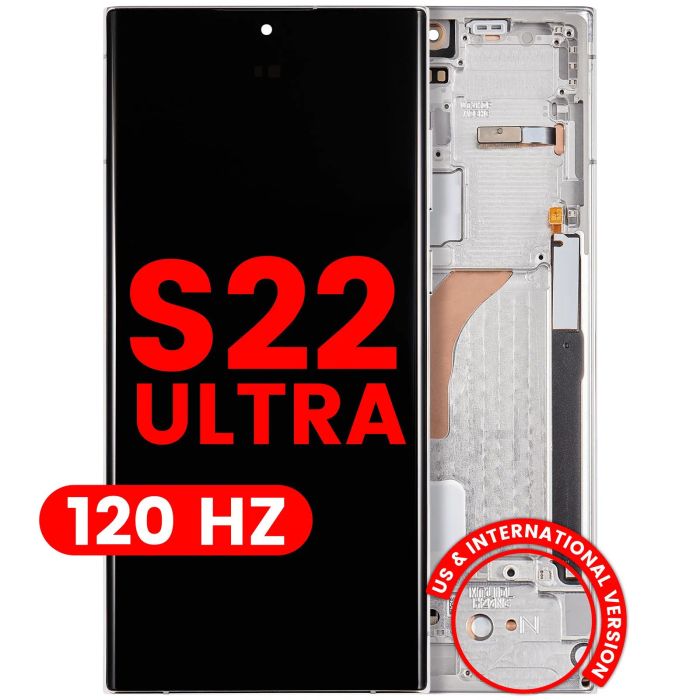 OLED Display mit Rahmen für Galaxy S22 Ultra 5G (120Hz) (Phantom White)