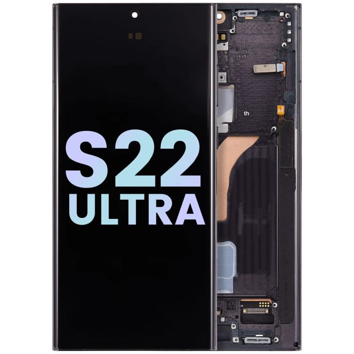 OLED Display mit Rahmen für Galaxy S22 Ultra 5G (Service Pack) (Phantom Black)
