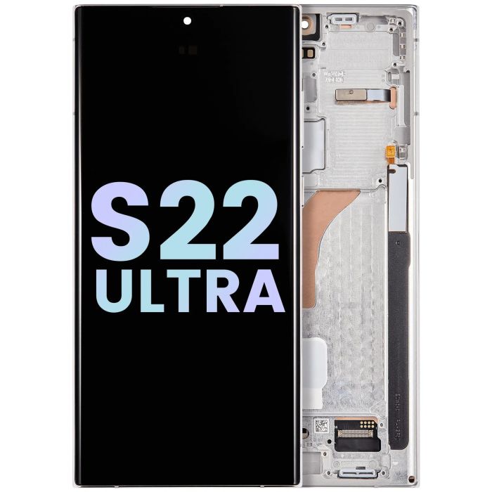 OLED Display mit Rahmen für Galaxy S22 Ultra 5G (Service Pack) (Phantom White)