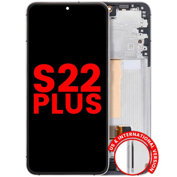 OLED Display mit Rahmen für Galaxy S22 Plus 5G (Aftermarket Plus) (Weiß)