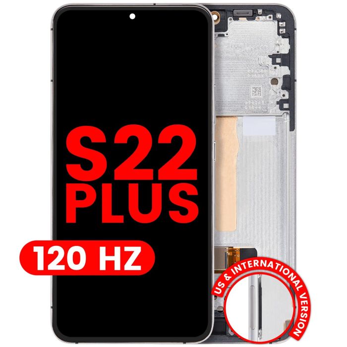 OLED Display mit Rahmen für Galaxy S22 Plus 5G (Aftermarket Plus) (120Hz) (Weiß)