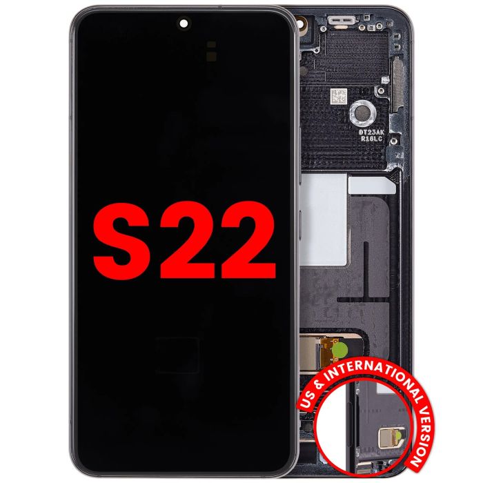 OLED Display mit Rahmen für Galaxy S22 5G (US & International) (Phantom Black)