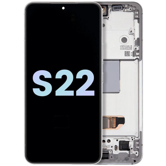 OLED Display Einheit mit Rahmen für Samsung Galaxy S22 5G (Service Pack) (Weiß)