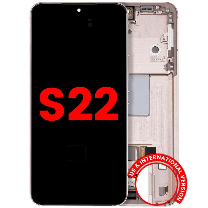 OLED Display mit Rahmen für Galaxy S22 5G (US & International) (Pink Gold)
