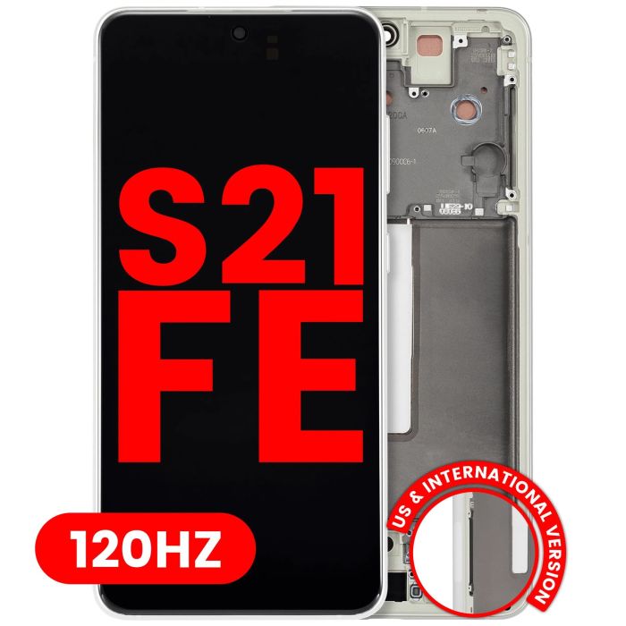 OLED Display mit Rahmen für Galaxy S21 FE 5G (Aftermarket Plus) (120Hz)