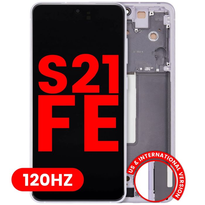 OLED Display mit Rahmen für Galaxy S21 FE 5G (120Hz) (Lavendel)