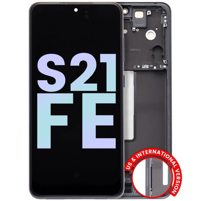 OLED Display mit Rahmen für Galaxy S21 FE 5G (Service Pack) (Graphit)