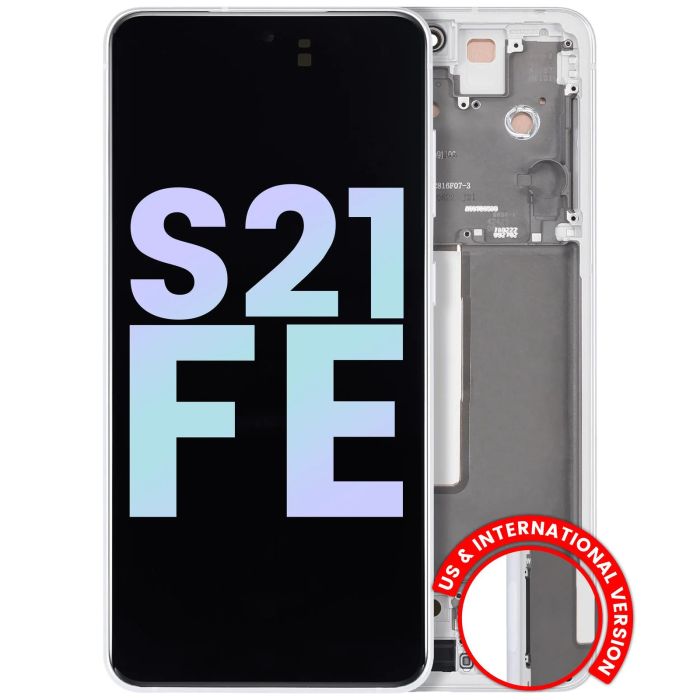 OLED Display mit Rahmen für Galaxy S21 FE 5G (Service Pack) (Weiß)