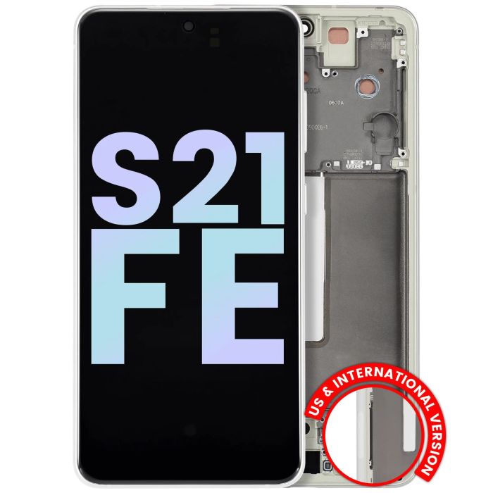 OLED Display mit Rahmen für Galaxy S21 FE 5G (Service Pack) (Olive Green)