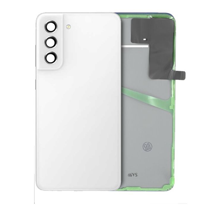 Rückglas mit Kameralinse für Samsung Galaxy S21 FE (Service Pack) (Weiß)