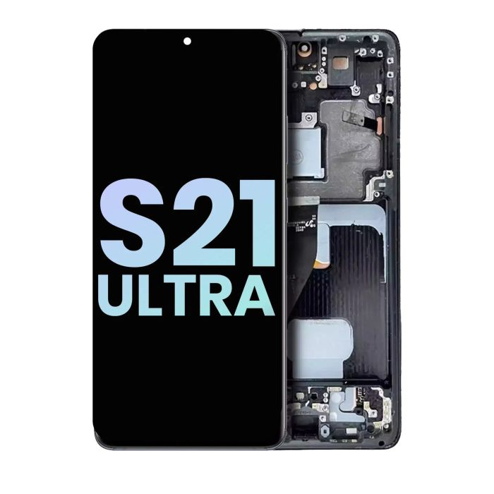 OLED Display mit Rahmen für Galaxy S21 Ultra 5G (Service Pack) (Phantom Navy)