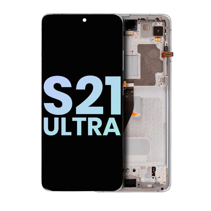 OLED Display mit Rahmen für Galaxy S21 Ultra 5G (Service Pack) (Phantom Silver)