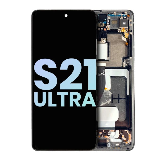 OLED Display mit Rahmen für Galaxy S21 Ultra 5G (Service Pack) (Phantom Black)