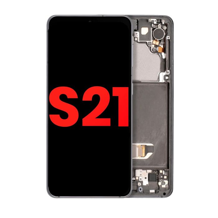 OLED Display mit Rahmen für Galaxy S21 5G (Aftermarket Plus) (Phantom Gray)