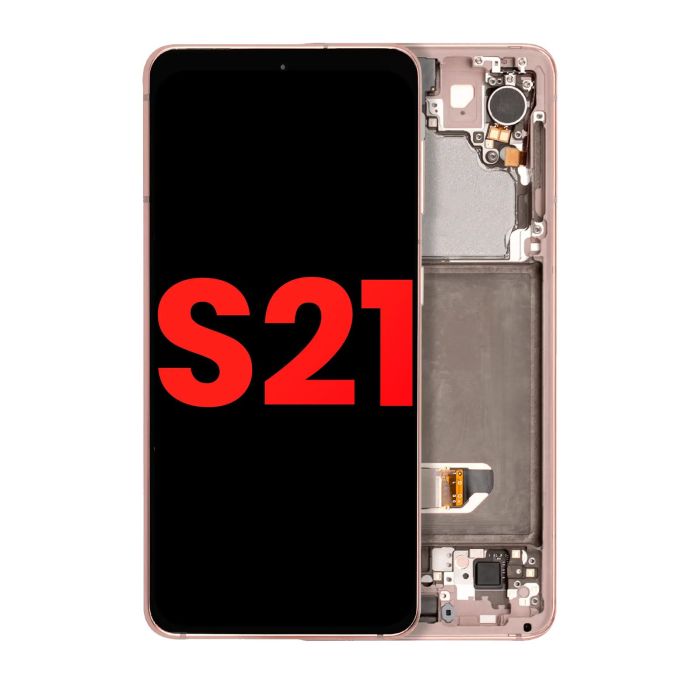 OLED Display mit Rahmen für Galaxy S21 5G (Aftermarket Plus) (Phantom Pink)