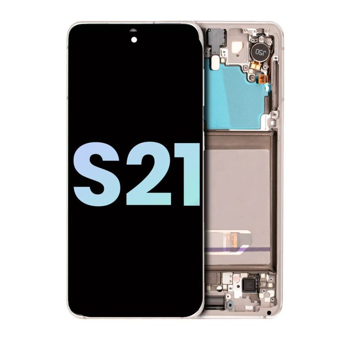OLED Display mit Rahmen für Galaxy S21 5G (Service Pack) (Phantom White)