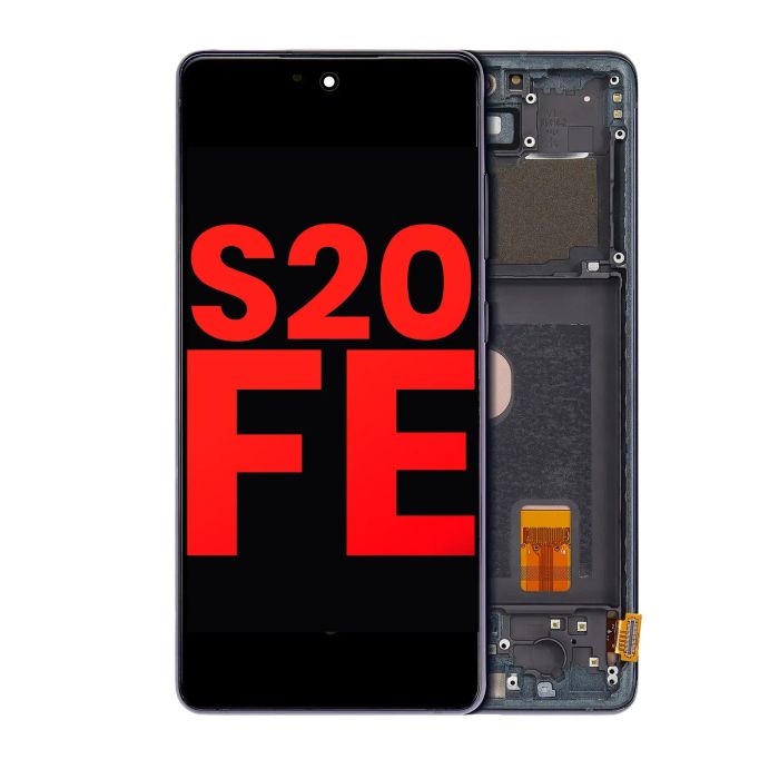 OLED Display mit Rahmen für Galaxy S20 FE 4G/ 5G (Aftermarket Plus) (Cloud Navy)