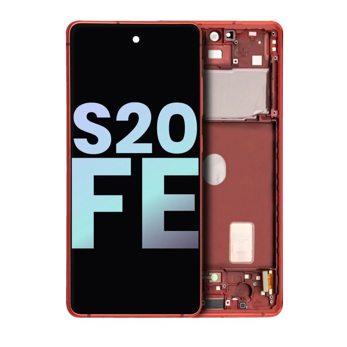 OLED Display mit Rahmen für Galaxy S20 FE 4G/ 5G (Service Pack) (Cloud Red)
