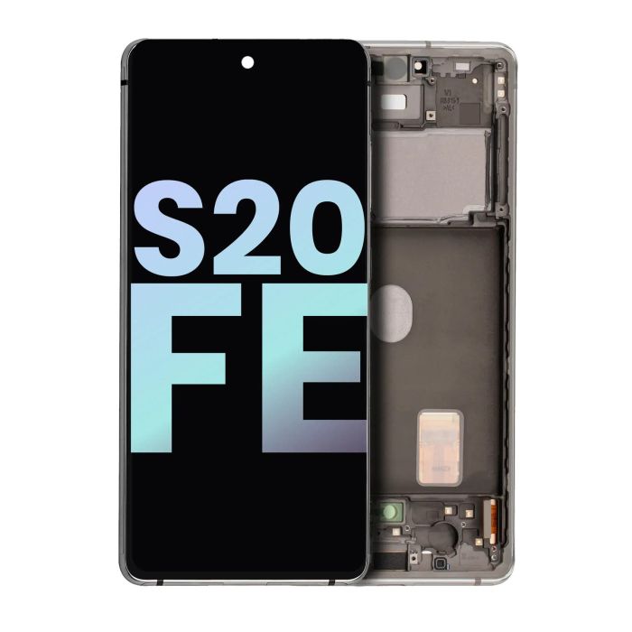 OLED Display mit Rahmen für Galaxy S20 FE 4G/ 5G (Service Pack) (Wolkenweiß)