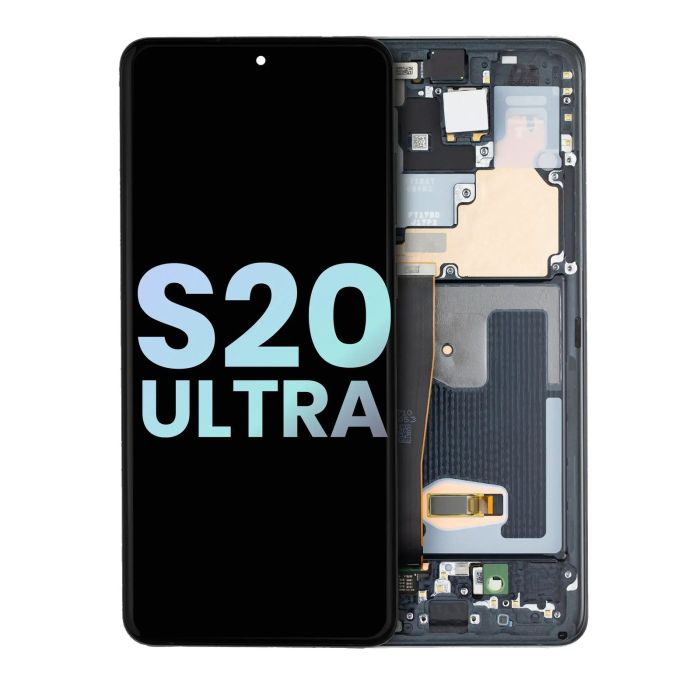 OLED Display mit Rahmen für Galaxy S20 Ultra 5G (Service Pack) (Cosmic Black)