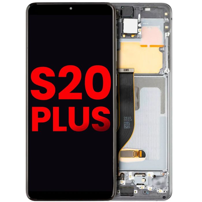 OLED Display mit Rahmen für Galaxy S20 Plus 5G (Aftermarket Plus) (Cosmic Gray)