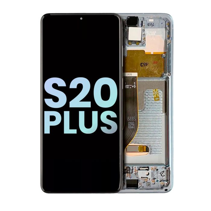 OLED Display mit Rahmen für Galaxy S20 Plus 5G (Service Pack) (Wolkenweiß)