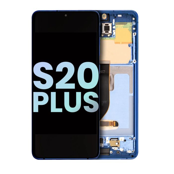 OLED Display mit Rahmen für Galaxy S20 Plus 5G (Service Pack) (Aura Blue)