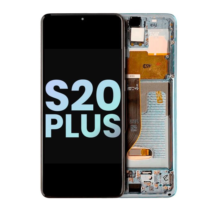 OLED Display mit Rahmen für Galaxy S20 Plus 5G (Service Pack) (Cloud Blue)
