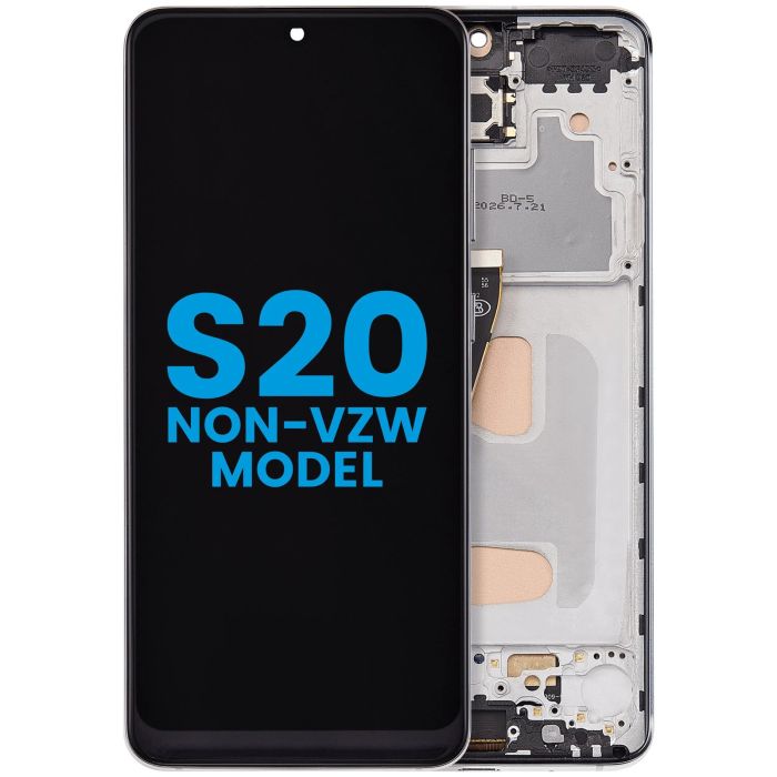 LCD Display mit Rahmen (ohne Fingerabdruck Sensor) für Galaxy S20 (Wolkenweiß)