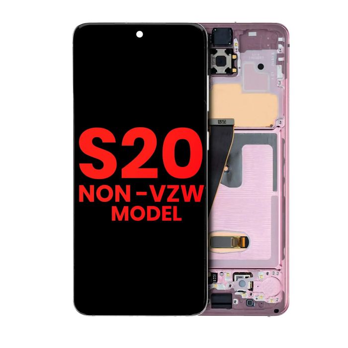 OLED Display mit Rahmen für Galaxy S20 5G (Aftermarket Plus) (Cloud Pink)