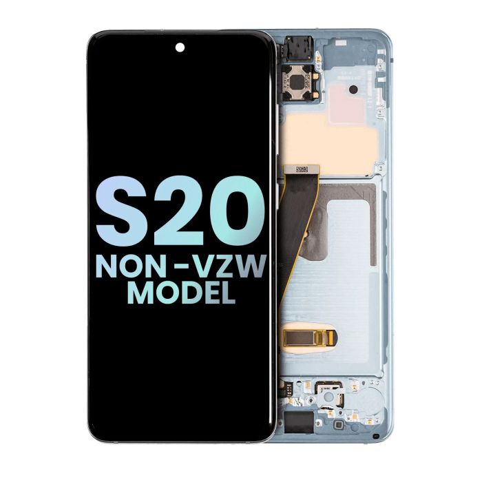 OLED Display mit Rahmen für Galaxy S20 5G (Service Pack) (Cloud Blue)