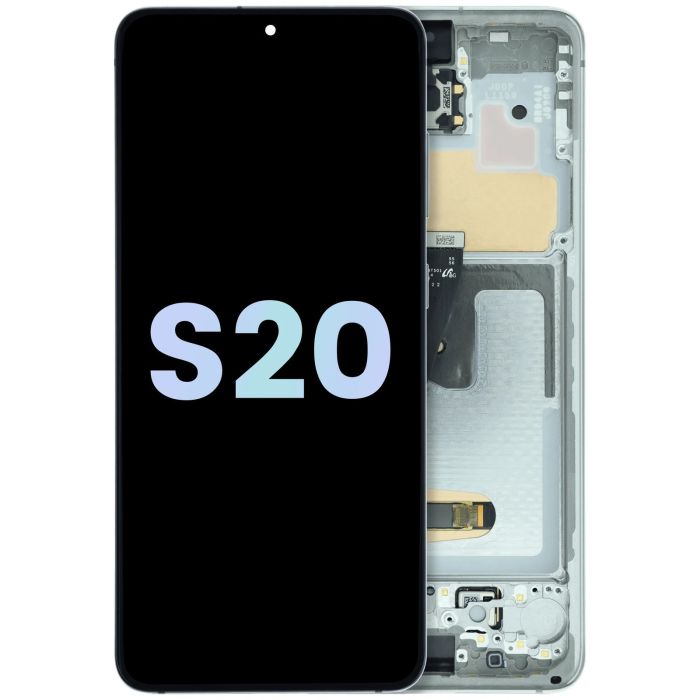 OLED Display mit Rahmen für Galaxy S20 (Service Pack) (Wolkenweiß)