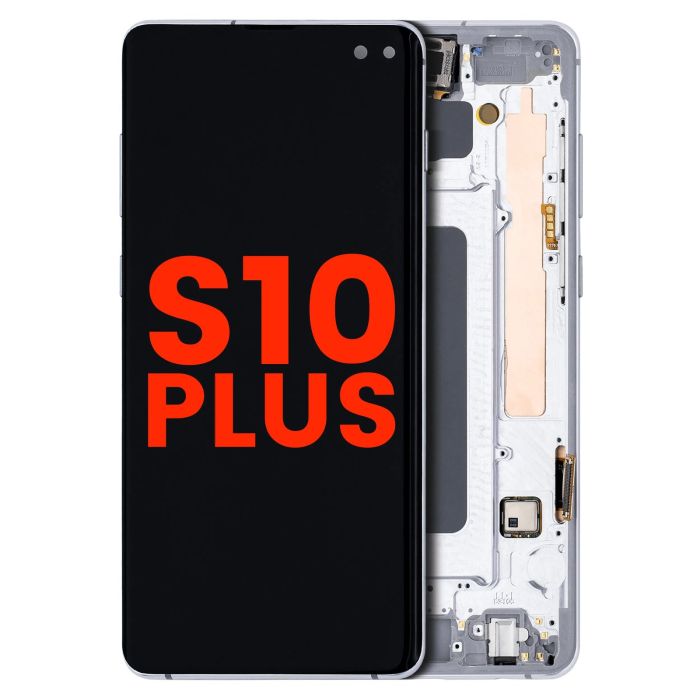 OLED Display mit Rahmen für Galaxy S10 Plus (Aftermarket Plus) (Prism White)