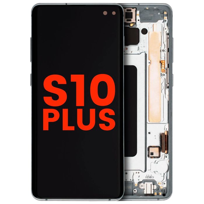 OLED Display mit Rahmen für Galaxy S10 Plus (Aftermarket Plus) (Prism Green)