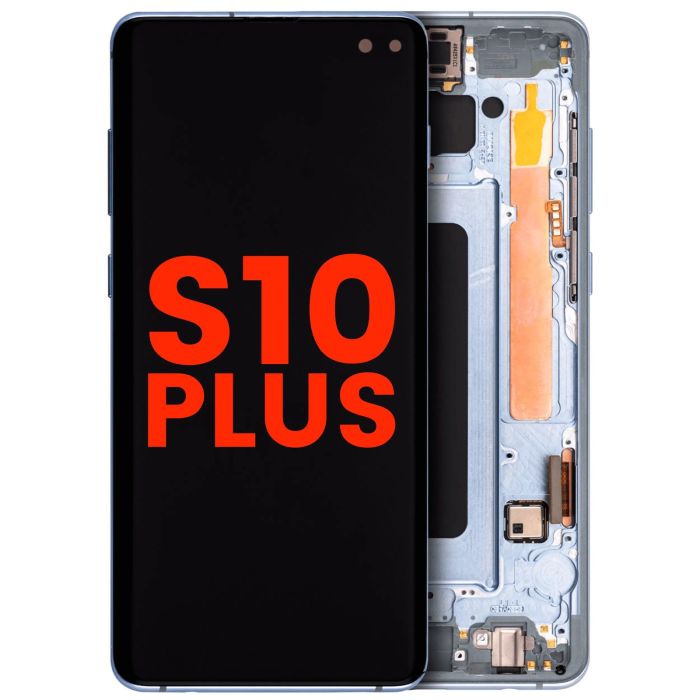 OLED Display mit Rahmen für Galaxy S10 Plus (Aftermarket Plus) (Prism Blue)
