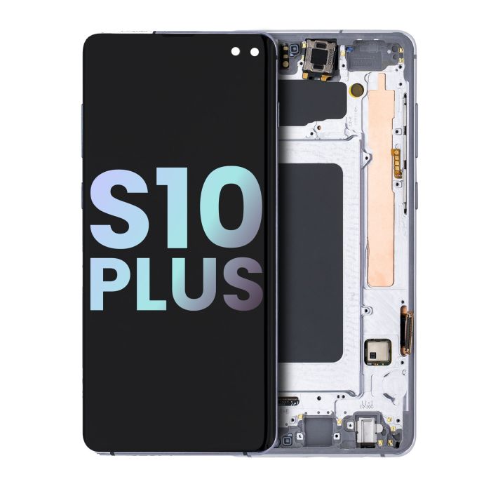 OLED Display mit Rahmen für Galaxy S10 Plus (Service Pack) (Prism White)