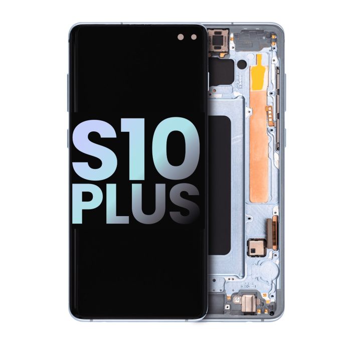 OLED Display mit Rahmen für Galaxy S10 Plus (Service Pack) (Prism Blue)