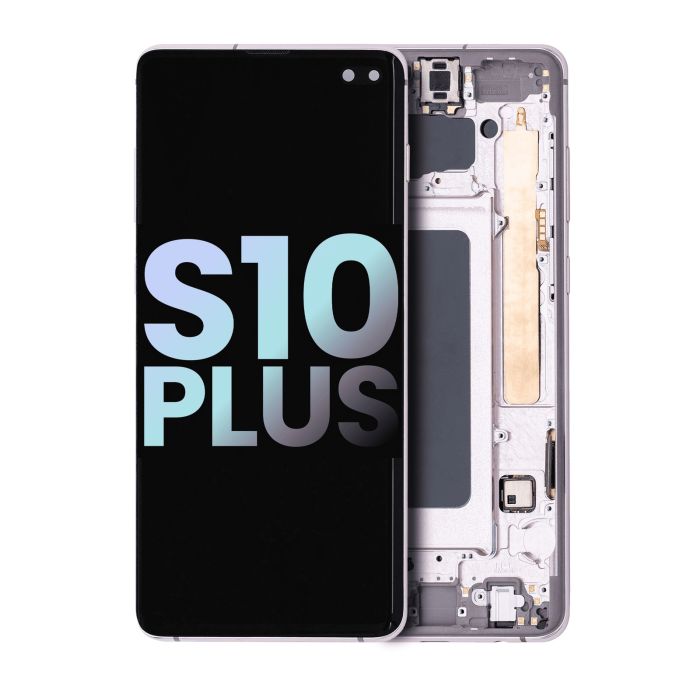 OLED Display mit Rahmen für Galaxy S10 Plus (Service Pack) (Ceramic White)