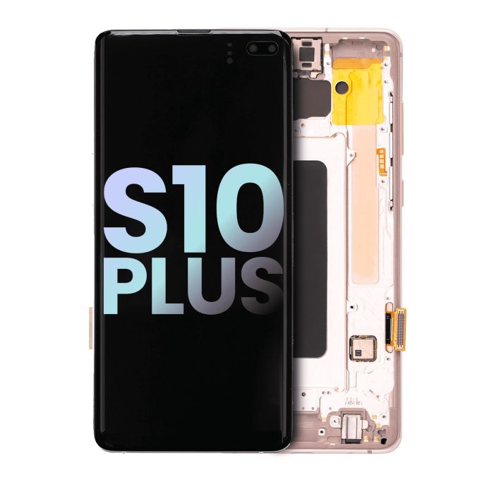 OLED Display mit Rahmen für Galaxy S10 Plus (Service Pack) (Flamingo Pink)
