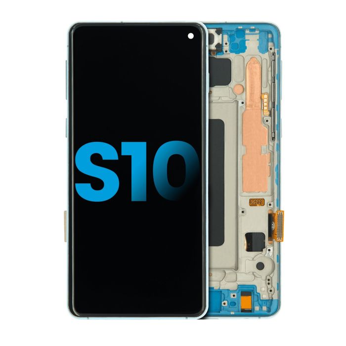 LCD Display mit Rahmen (ohne Fingerabdruck Sensor) für Galaxy S10 (Prism Blue)