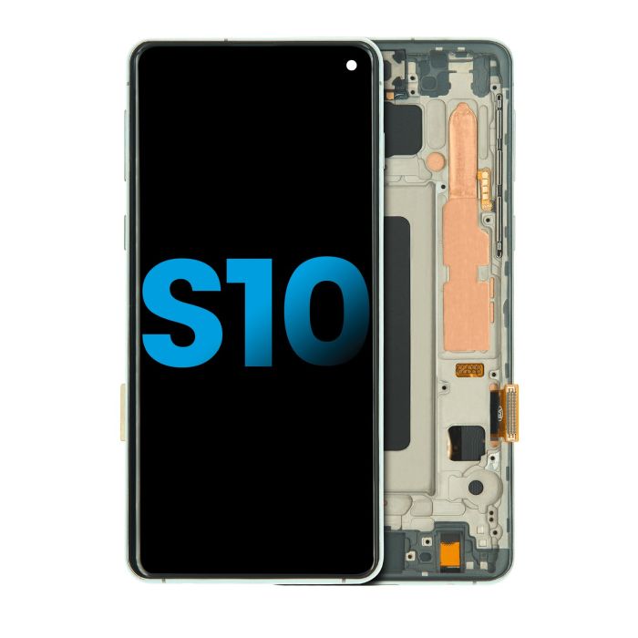 LCD Display mit Rahmen (ohne Fingerabdruck Sensor) für Galaxy S10 (Prism Green)