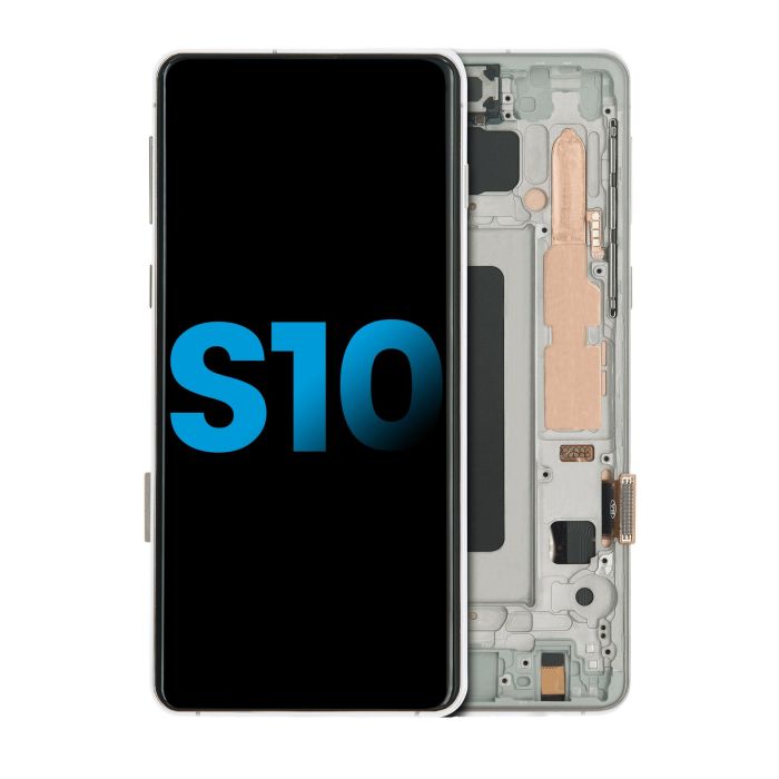 LCD Display mit Rahmen (ohne Fingerabdruck Sensor) für Galaxy S10 (Prism White)