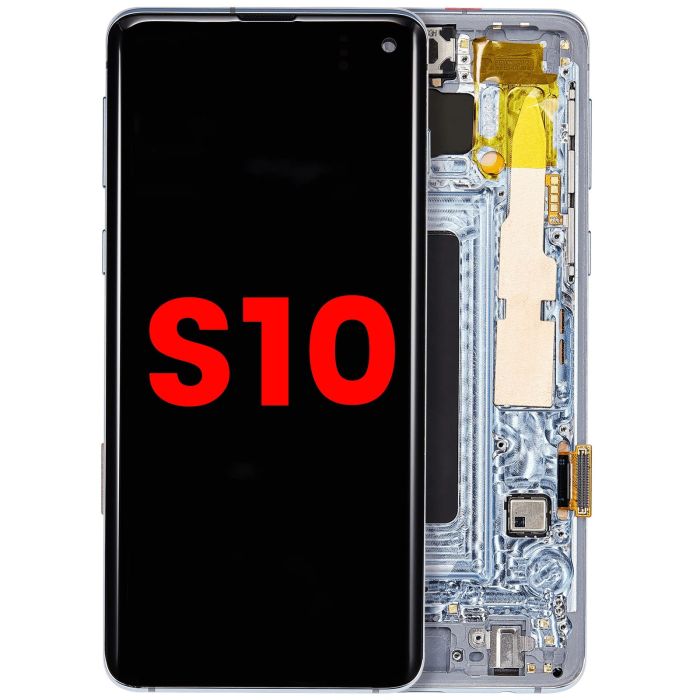 OLED Display mit Rahmen für Galaxy S10 (Aftermarket Plus) (Prism Blue)