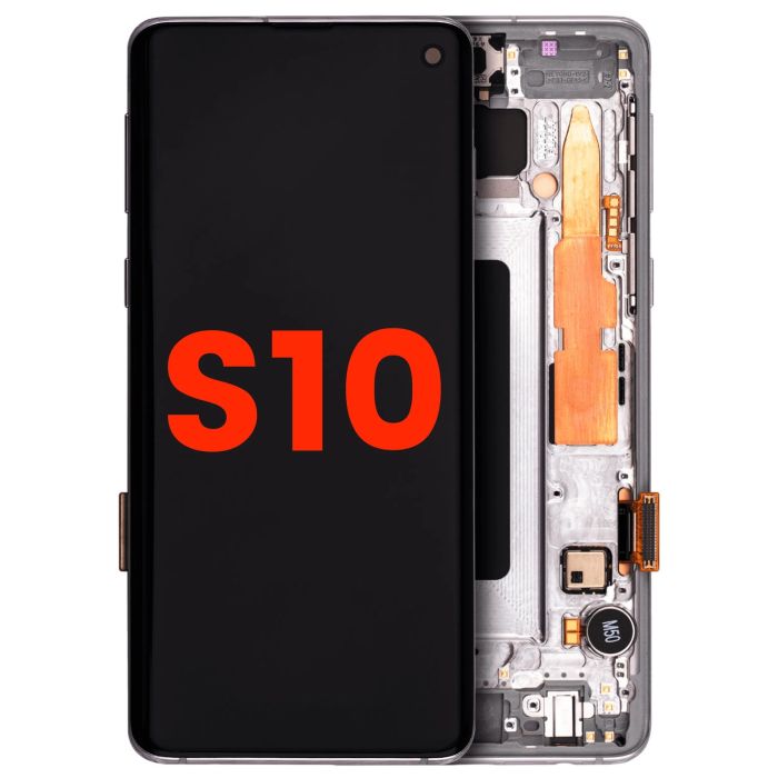 OLED Display mit Rahmen für Galaxy S10 (Aftermarket Plus) (Prism White)