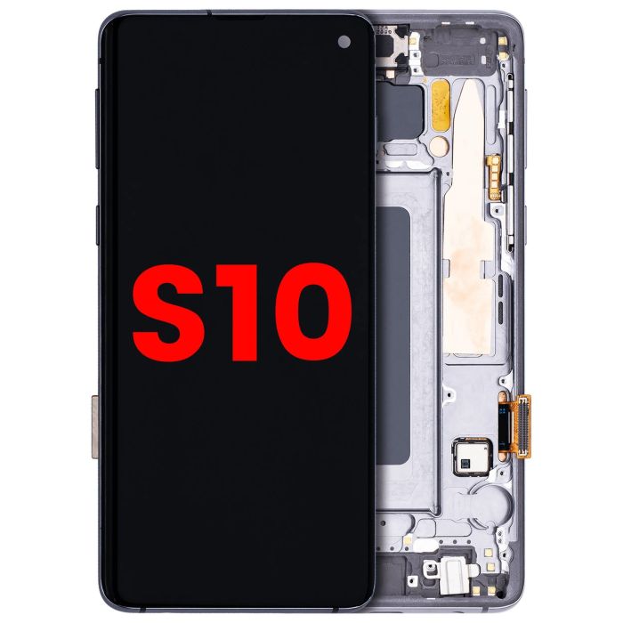 OLED Display mit Rahmen für Galaxy S10 (Aftermarket Plus) (Prism/ Ceramic Black)