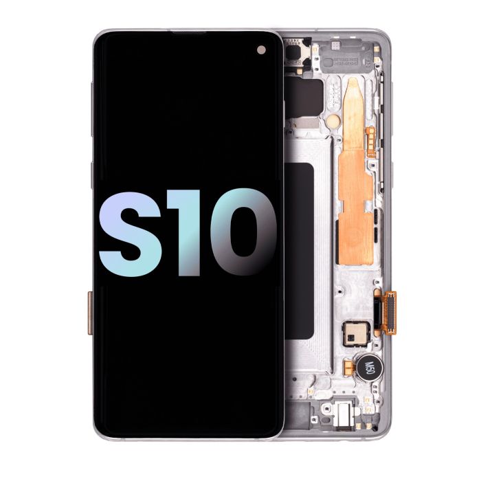 OLED Display mit Rahmen für Galaxy S10 (Service Pack) (Prism White)